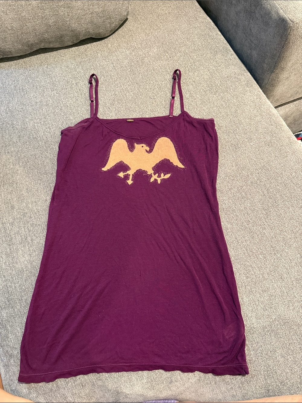 Free people Women’s Spaghetti Strap Tank Top in Deep Plum with Graphic